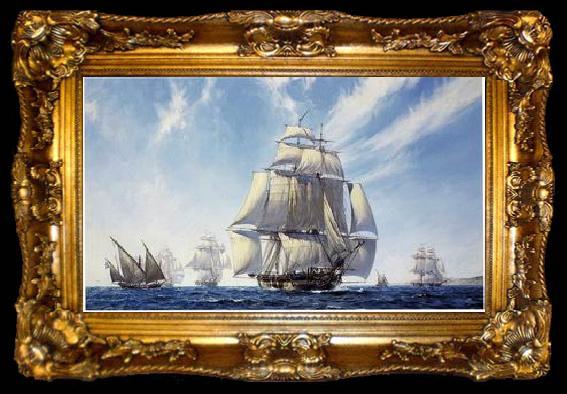 framed  unknow artist Seascape, boats, ships and warships. 98, ta009-2